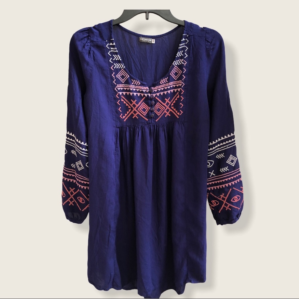 Earthbound Trading Co Boho Embroidered Dress